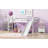 Twin Low Loft Bed with Slide, Ladder, Safety Guardrails, Rubber Wood Twin Loft Bed,White-1778154157