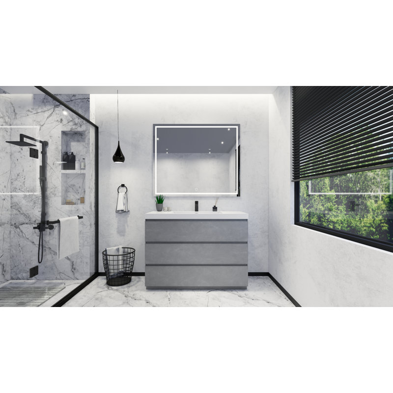 Korrina 47.25 " W Freestanding Standard Free Standing Single Double Single Vanity Bathroom Vanity With Plastic Top