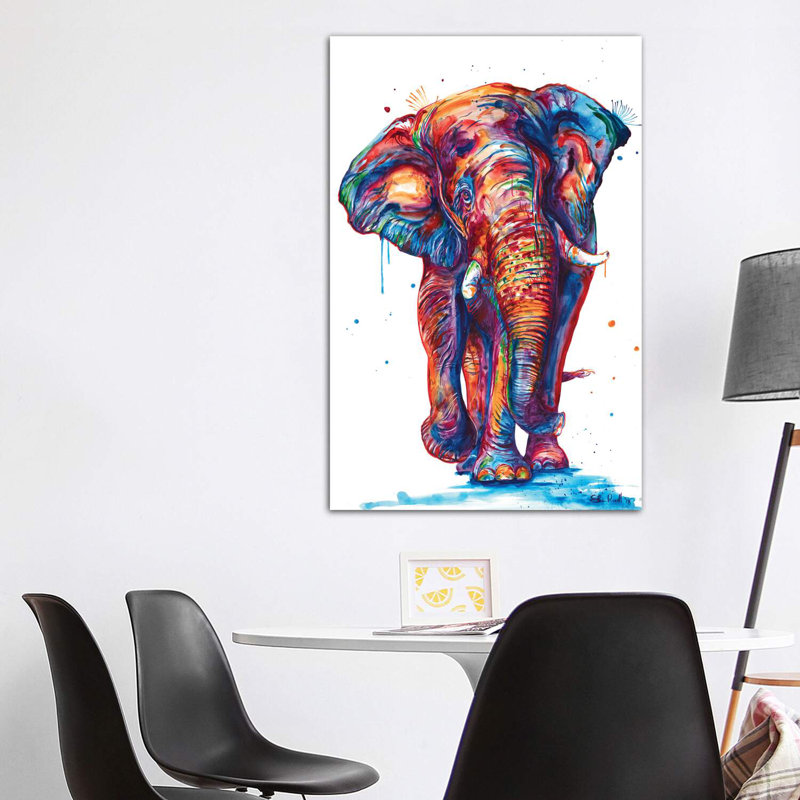 «Elephant» par Weekday Best - impression d'art graphique, Toile tendue, H 18 po x l 12 po x 1,5 po