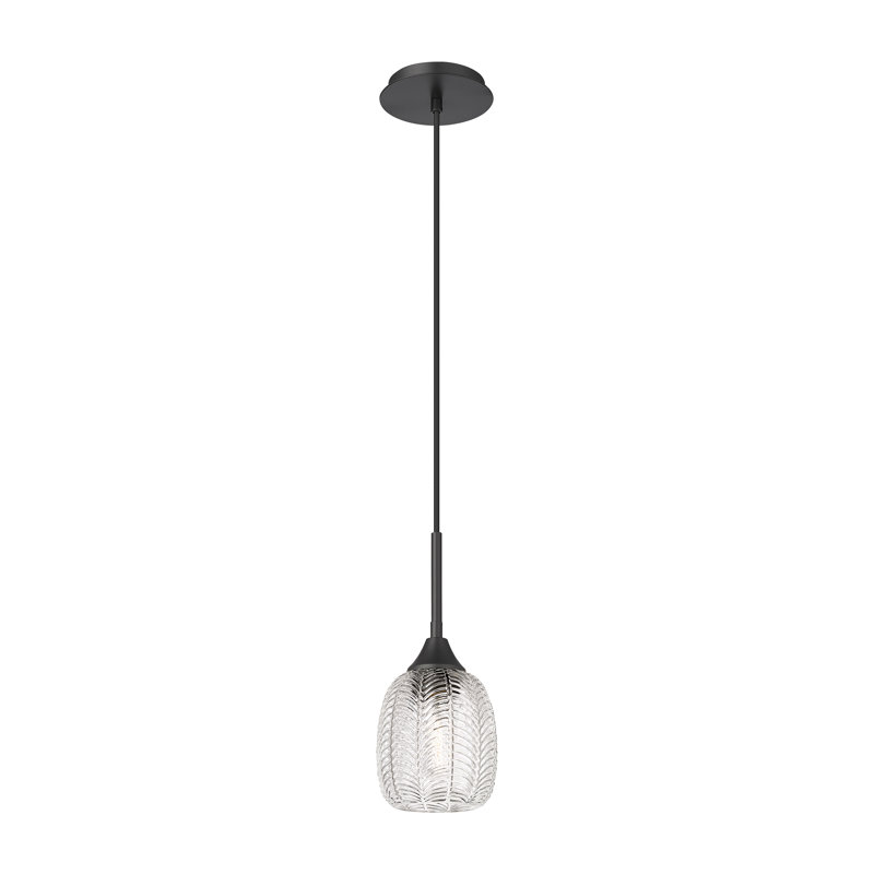 Luminaire suspendu à cordon 5,5 po 1 lumière Geramy, Noir mat