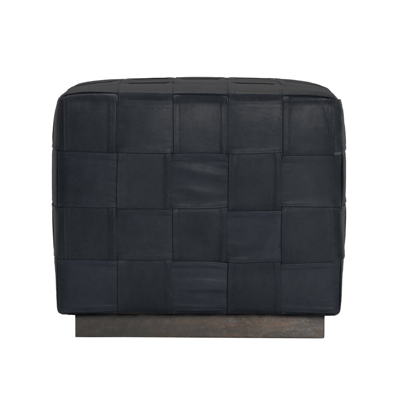 Weston Mirage Leather Ottoman Footstool In Light Tan, Black