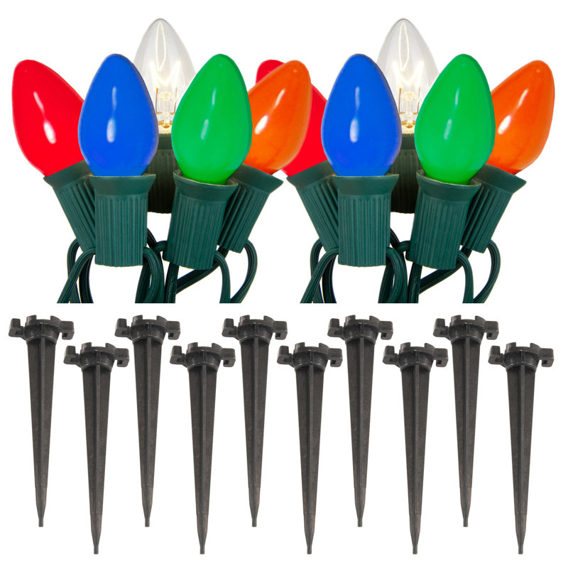 Electric Pathway Lights with 10 Bulbs, Multicolor