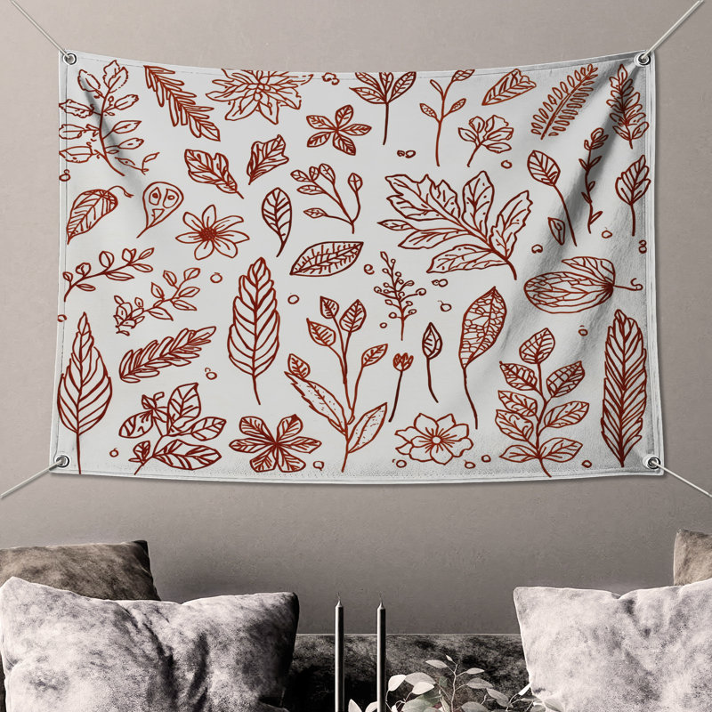 Tapisserie murale "Botanical Leaf", 50 po H x 60 po L avec 4 œillets