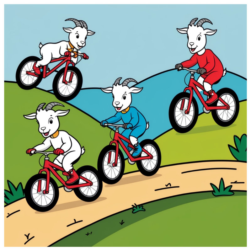 Chèvres chevauchant des couvertures de bicyclettes, L 50 po x H 60 po