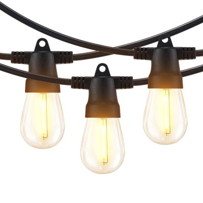 Ambience Pro 104 ft. Solar Outdoor Patio Color Changing LED String Lights with 48 S14 Edison Bulbs, Remote Control, Weatherproof