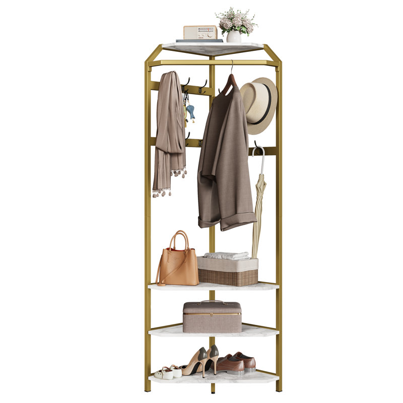 Metal Freestanding 1 - Hook Coat Rack, Gold