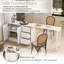Buffet en bois 89,7 po U_Style avec table extensible, armoire de rangement multifonctionnelle à 2 portes et 3 tiroirs-125149224