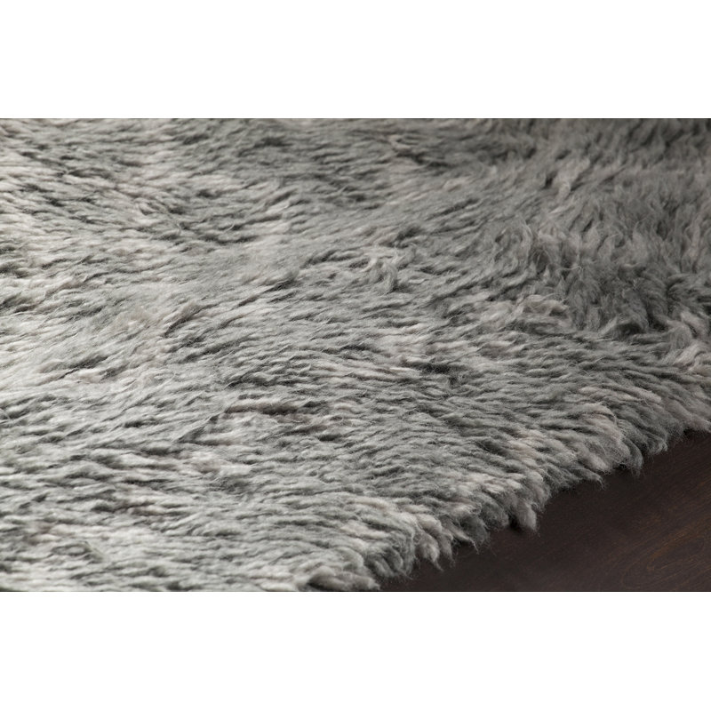 Jeri Hand-Knotted Gray Area Rug, Rectangle 5' x 7'6"