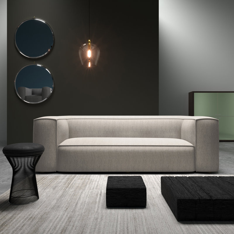 Varick Oversize Track-Arm Sofa with Flange, 30" H x 84" W x 47" D, Crushed Velvet Graphite, Dark Brown