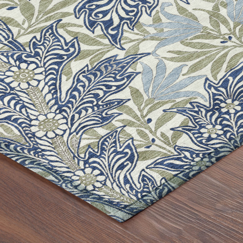 Machine Washable Indoor/Outdoor Chantille ACN2753 Botanical Rug, 3' x 5', Baltic