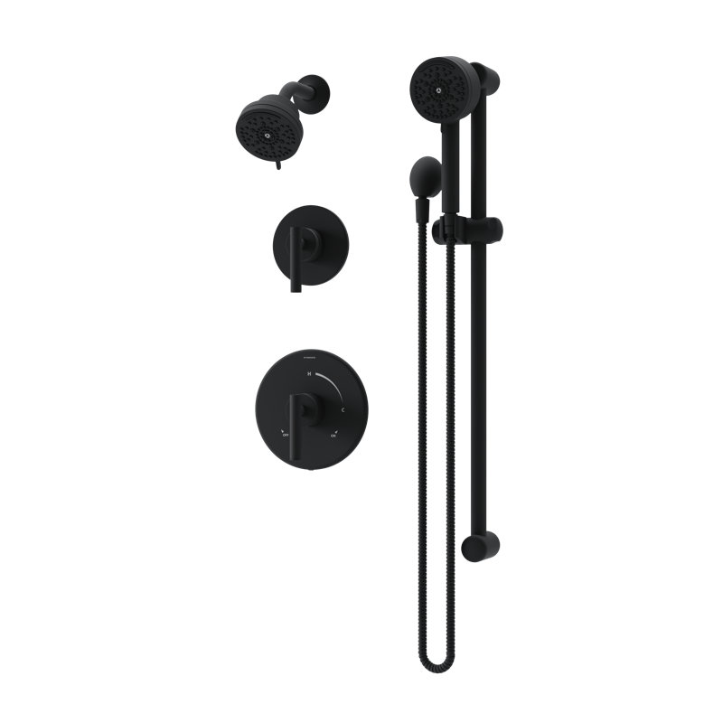 Système de douche à double poignée Dia HydroMersion avec douchette, Noir mat