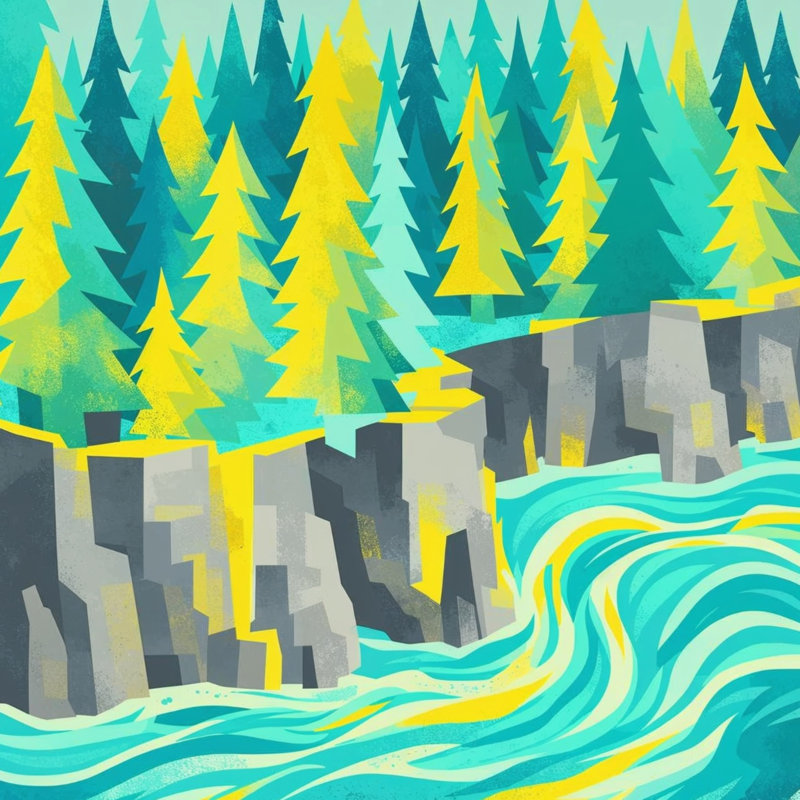Couvertures de paysage Forest River, L 60 po x H 80 po, Vert moyen / gris clair