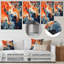 Encre liquide bleue et orange, art mural abstrait en métal II-1718353096