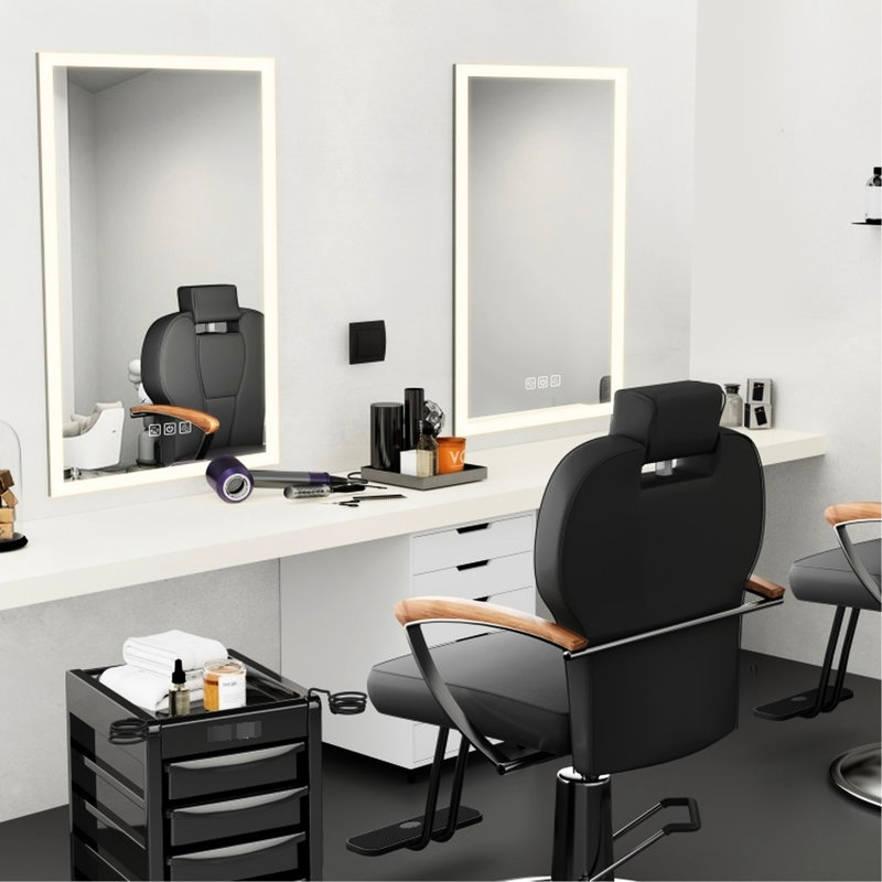Miroir de salle de bain à DEL 40 "x 32" avec 5 min, 3 couleurs réglables, verre réfléchissant haute résolution à utiliser, 5 minutes à intensité variable, réflexion pleine HD
