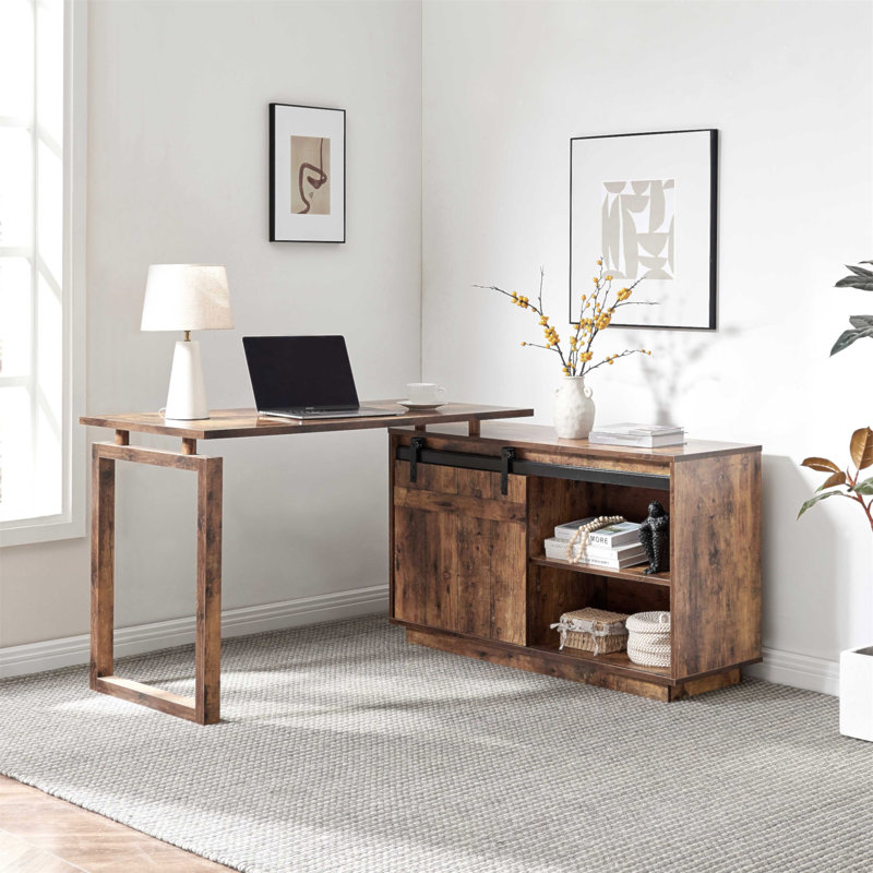 Bureau en forme de L, Brun