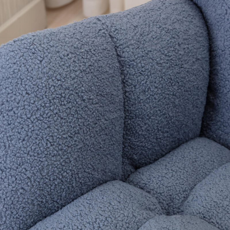 Fauteuil à bascule rembourré et rembourré Modern, Teddy bleu clair
