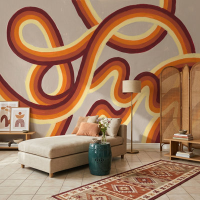 Mid Century Modern Wallpaper Retro Modern Removable Abstract Wall Decor