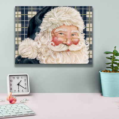  'Navy Plaid Santa' by Ashley Bradley Canvas Wall Art