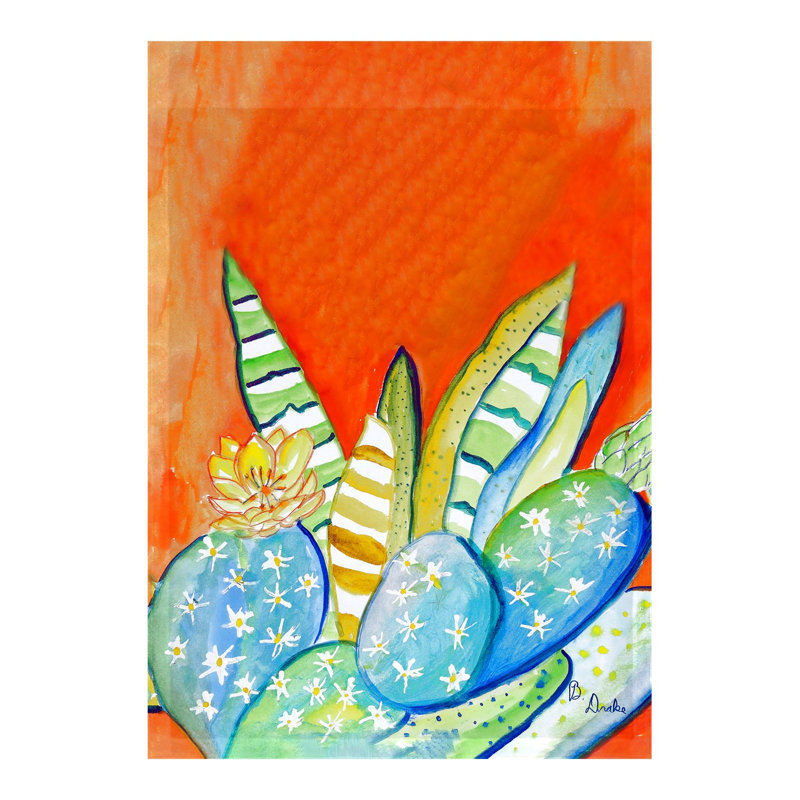 Drapeau de jardin 2 côtés cactus iii, H 18 po x l 12,5 po