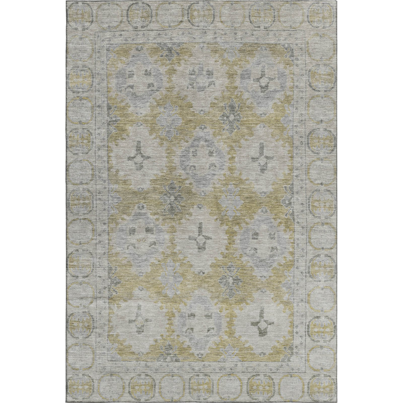 Premium Machine Washable Lubbers AMF1760 Border Rug, Rectangle 10' x 14'