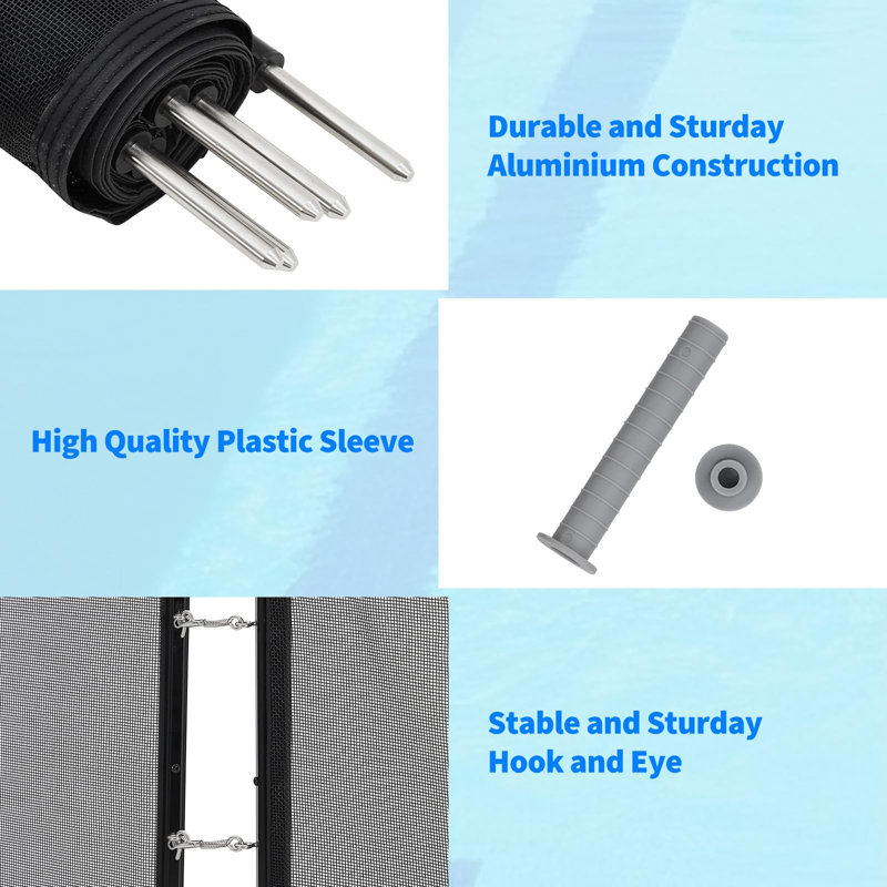 Clôture de sécurité pour piscine 4 pi x 108 pi - Grillage robuste en acier inoxydable Teslin 320GSM avec cadre en acier inoxydable | Barrière de piscine amovible et extensible pour piscines creusées / hors-terre, arrière-cour, animaux de compagnie, enfants