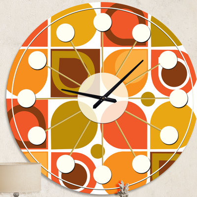 Abstract Retro Geometric Pattern VI - Mid-Century Modern wall clock