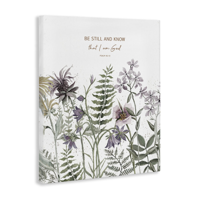Toile botanique Be Still and Know, design par Cindy Jacobs, H 20 po x l 16 po