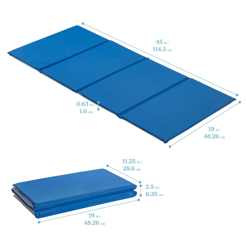ECR4Kids Everyday Folding Rest Time Mat, 4-Section, 5/8in, Sleeping Pad, 5-Pack, 0.63"