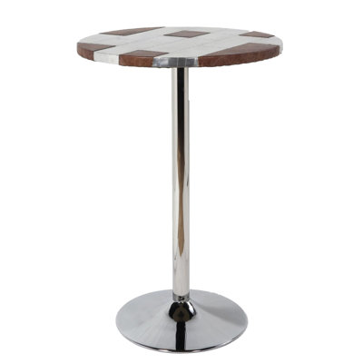 Retro Brown And Aluminum Pedestal Bar Table