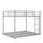 Full Over Full Metal Bunk Bed, Low Bunk Bed With Ladder, Silver