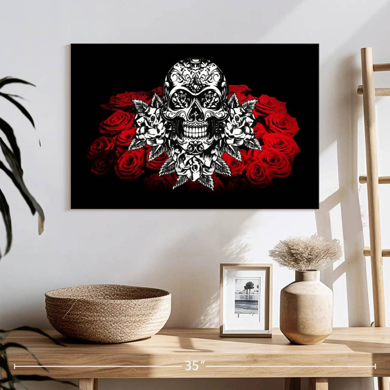 Hitzel Floral Skull, 16" H x 24" W