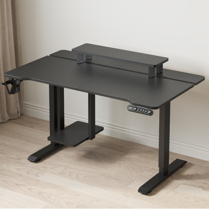 Bureau debout réglable avec stratifié, Noir, H 49 po x l 55 po x P 31,5 po