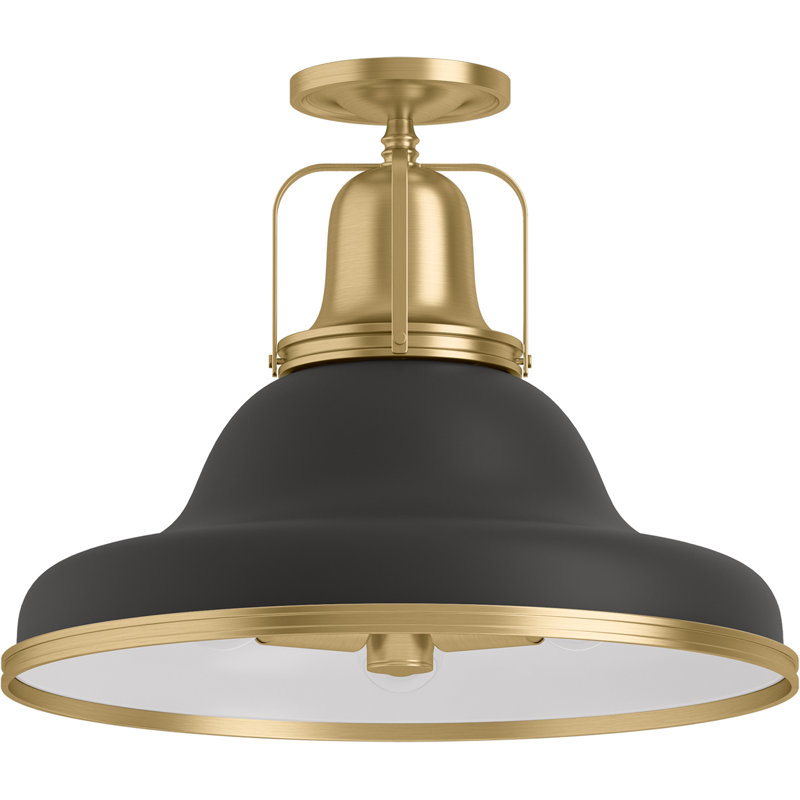 Hauksbee Semi-Flush Light, Black Brass Trim