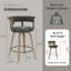 Tabouret de comptoir pivotant de 26 po avec dossier et pieds en bois cintré pour îlot de cuisine-1856963863