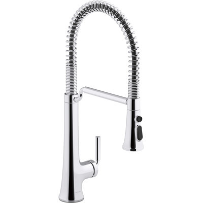 Kohler Tone Single Handle Semi-Professional Pre-Rinse Kitchen Sink Faucet with Three-Function Pull Down Sprayer