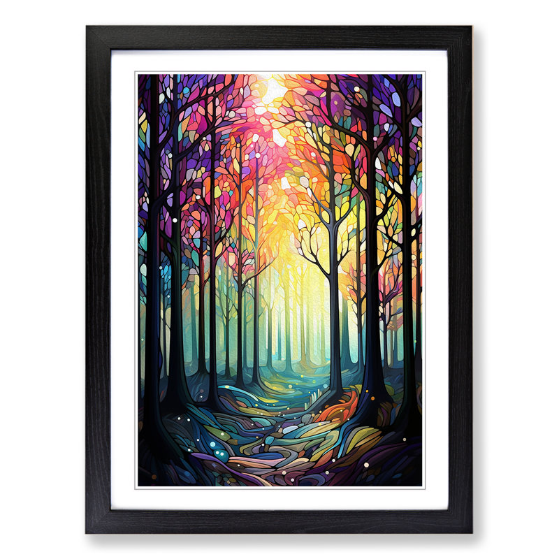 Spring ForestNo.4 - Single Picture Frame Print on Wood, Black Framed, 46cm H x 34cm W