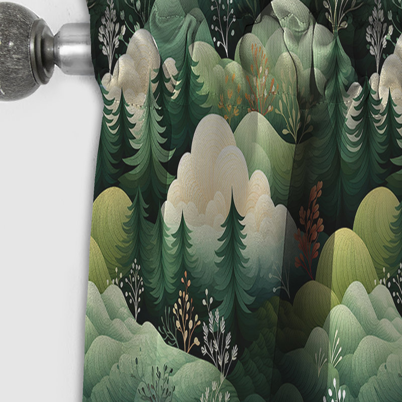 Motif vert forêt I - Rideau floral - Rideau occultant floral - 1 panneau, L 52 po x L 108 po
