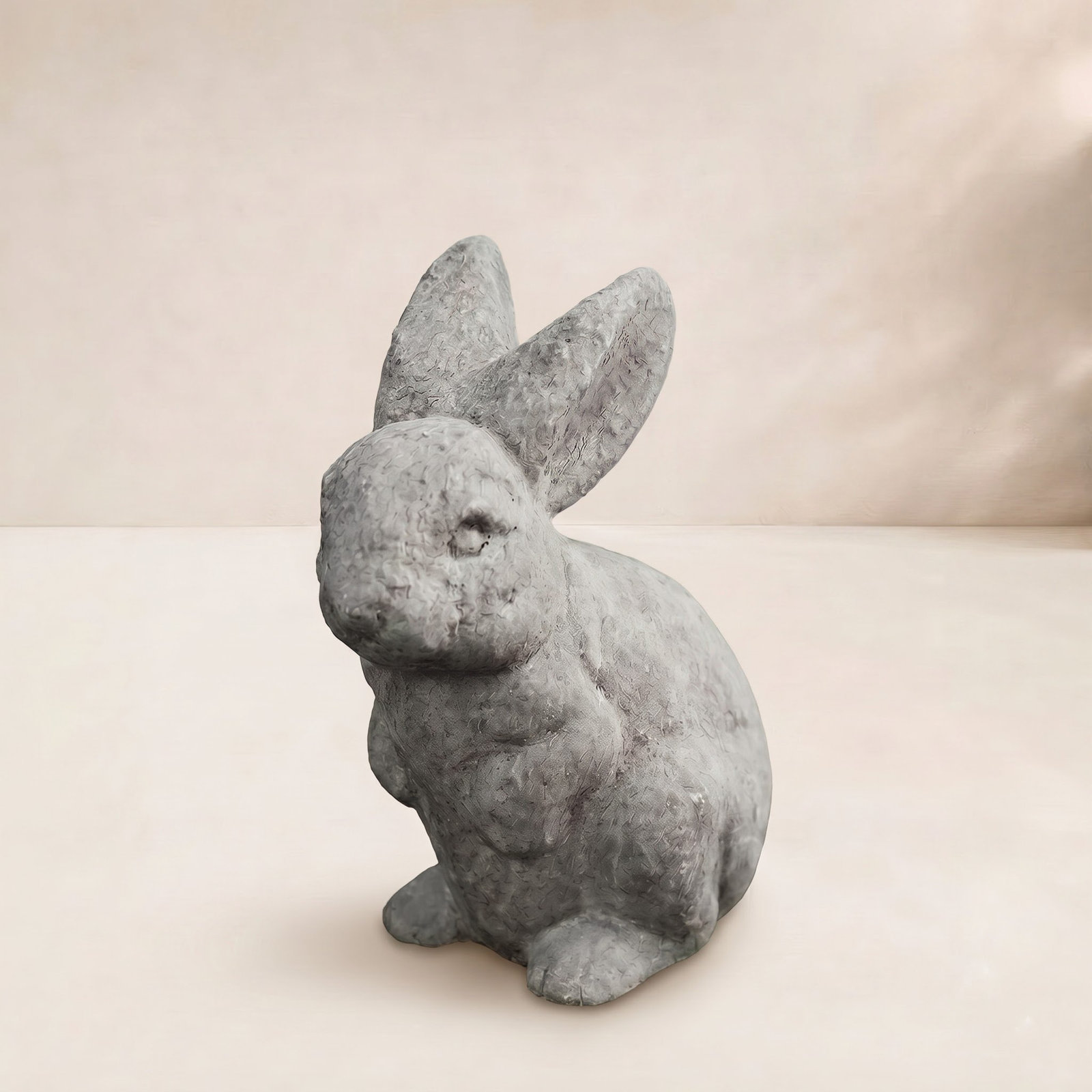 Rabbit Ears Up Garden Statue, Natural