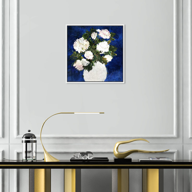 " Dripping Roses " Painting Print, White Framed, 17" H x 17" W x 1.5" D