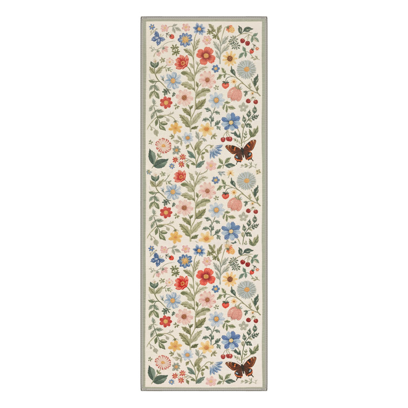 Tapis d'intérieur rose / vert / bleu / beige lavable à la machine avec envers antidérapant Aura