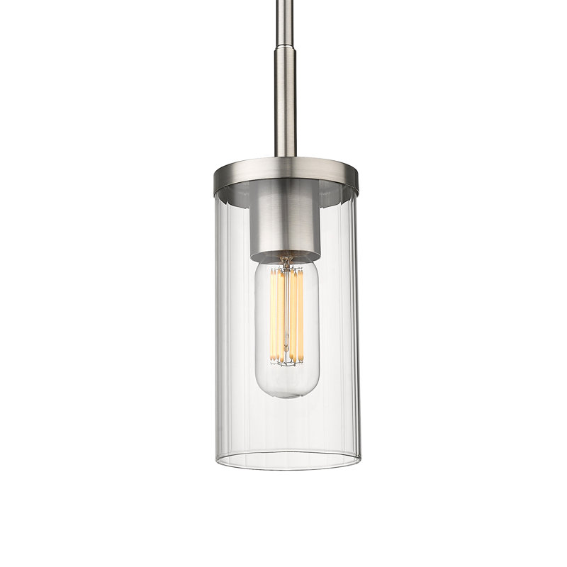 Luminaire suspendu cylindrique simple à 1 lumière Bertelli, Étain