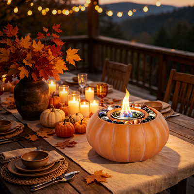 9" TerraFab Pumpkin Tabletop Fire Bowl