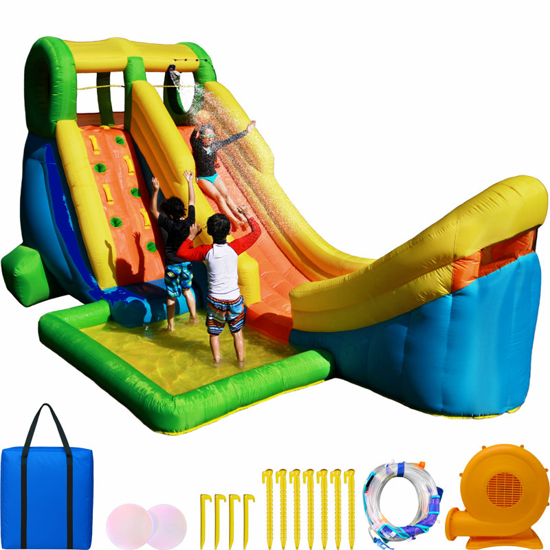 Sportspower™ Half Pipe 17' Inflatable Water Slide with Basketball Hoop, Heavy Duty, Backyard Summer Fun, Ages 3-12, Lifetime Warranty on Included Blower