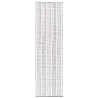 909 Hand Woven Cotton/Wool Striped Rug in Beige/Ivory