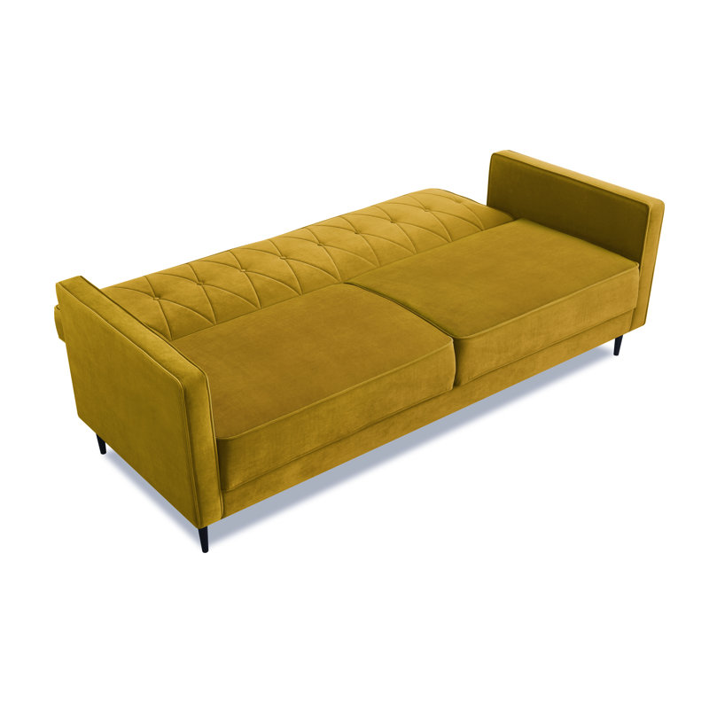 Aticus 3 Seater Sofa Bed, Mustard Velvet