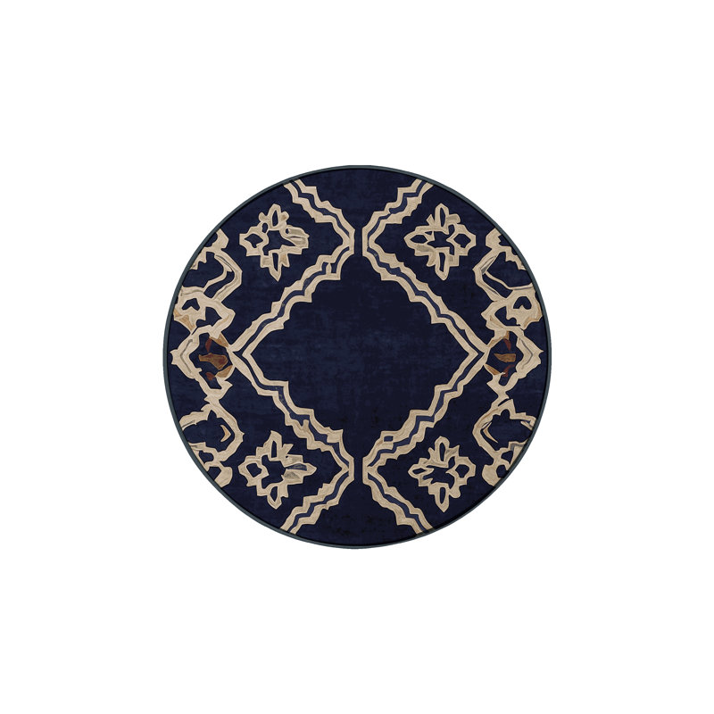 Machine Washable Gray Area Rug, Round 3'