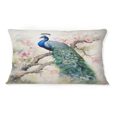 Coussin Blue Ink Wash Peacock I - Peacock