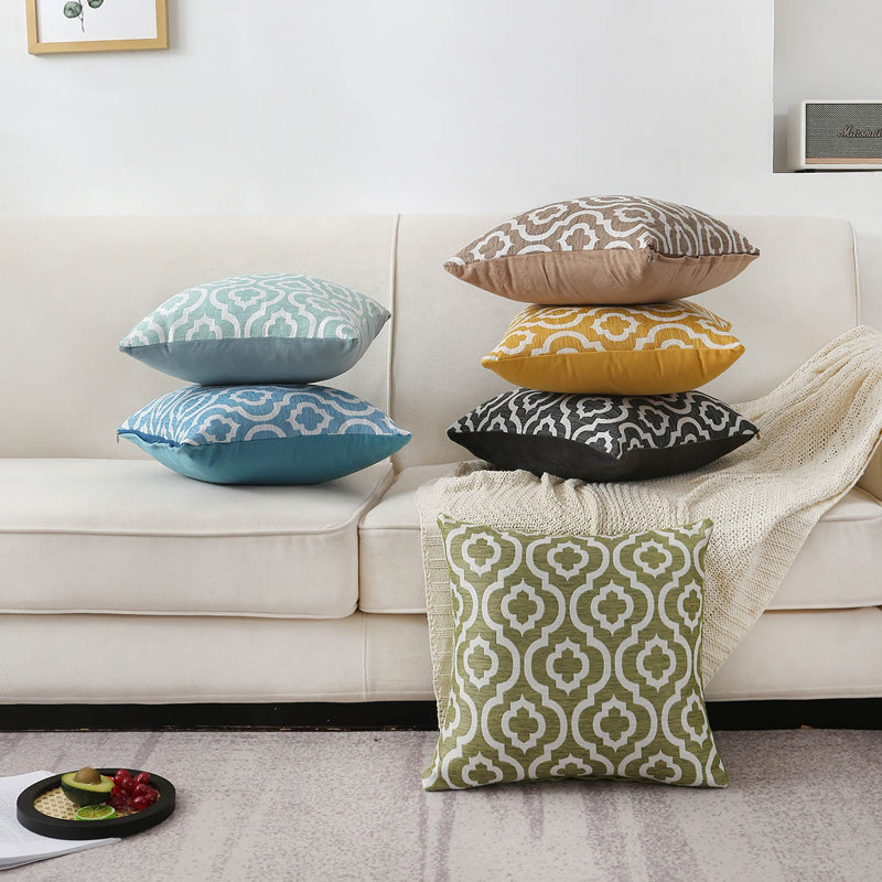 Ensemble de 2 coussins en jacquard treillis, Vert