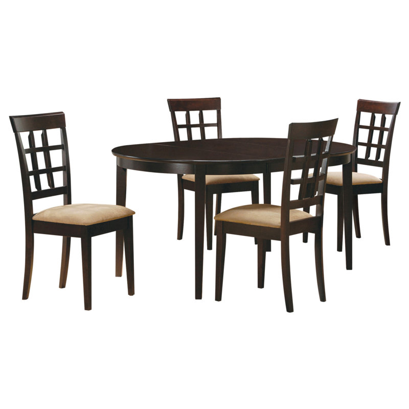 Missell Cappuccino And Beige 5-Piece Dining Set, 5 Pieces: Table, 4 Chairs