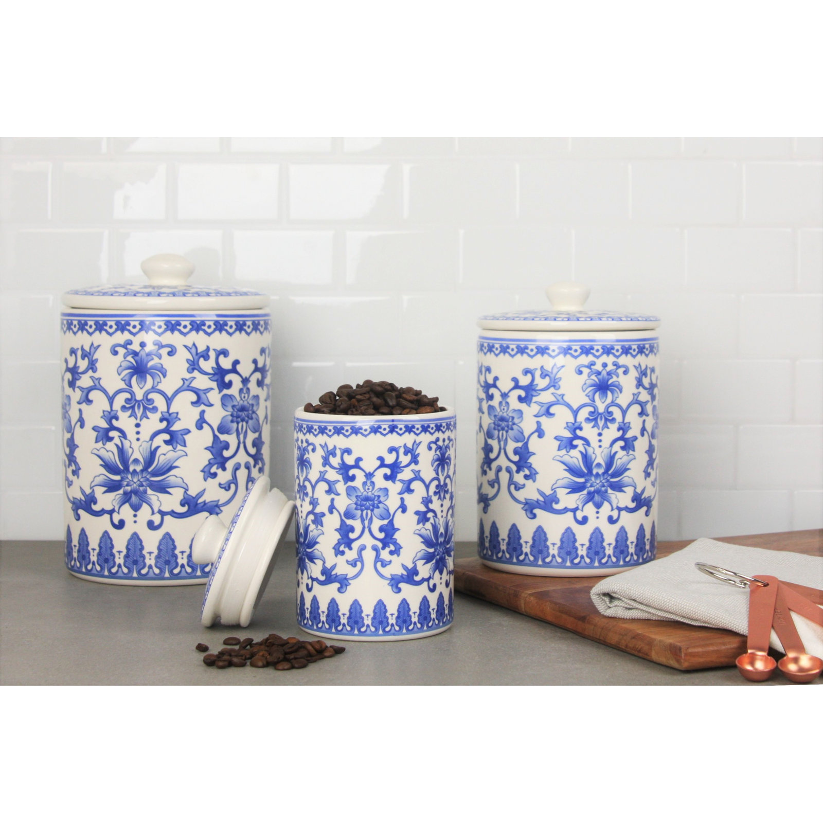 Clemon Porcelain Kitchen Canister Set